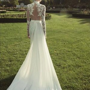 A-Line Wedding Dresses High Neck Court Train